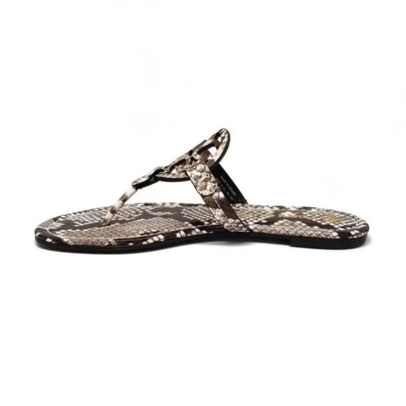 Tory Burch Miller Stamped Snake Print Leather Slip On Flat Sandals Women… - Picture 4 of 11